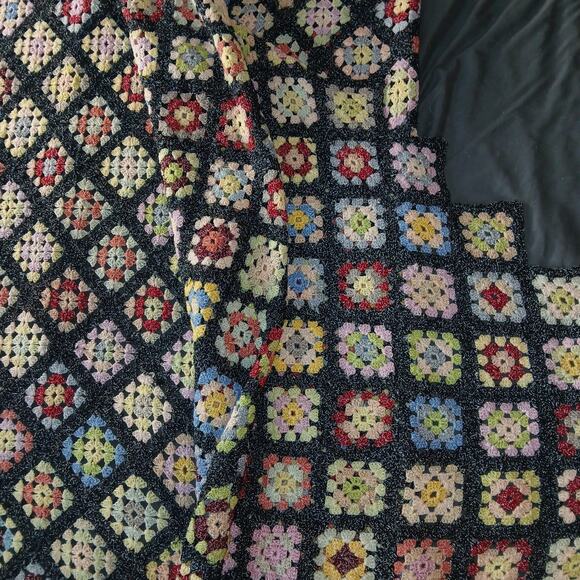 Diagonal Granny Square Multicolor Crochet Afghan Sparkly Yarn Not Bulky - Picture 2 of 6